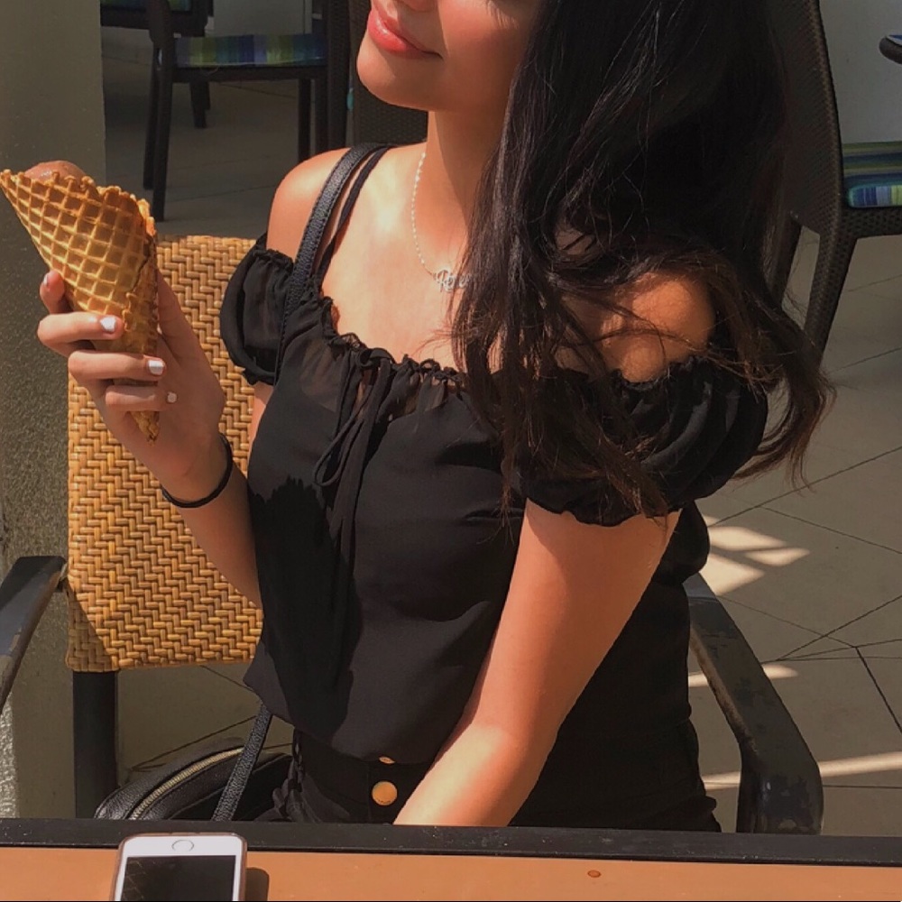 black sheer top
